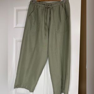 Caribbean joe women sage green lounge wear vacation wide leg rayon pants size M